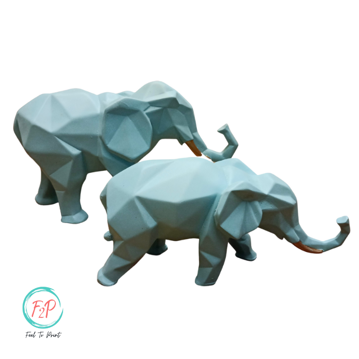 Harmony in Geometry Resin Elephant Duo