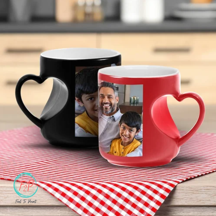 Personalized Full Heart Handle Magic Mugs