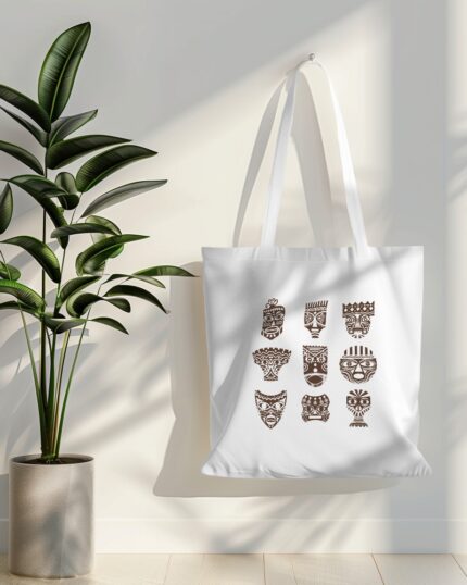 tote bag mockup hanging on white wall with plant in side 019 (4)