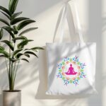 tote bag mockup hanging on white wall with plant in side 019 (6)