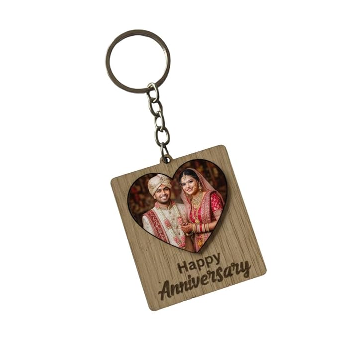 Wooden Engraved Anniversary Theme Keychain