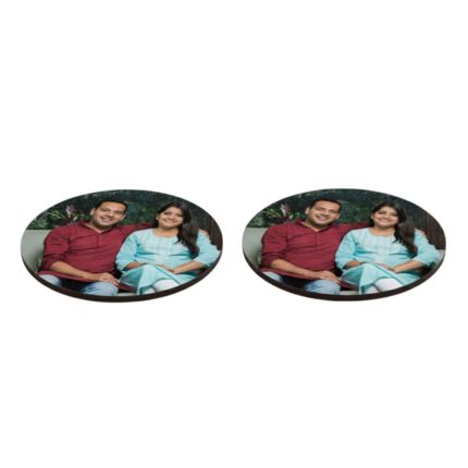 Customised Circle Shape Photo Coasters - Set Of 2