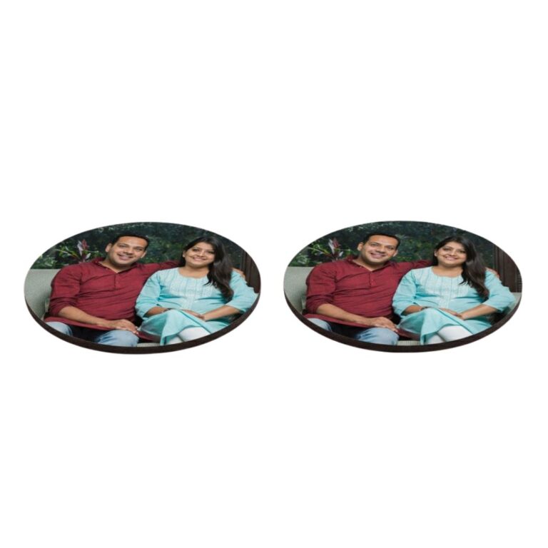 Customised Circle Shape Photo Coasters - Set Of 2